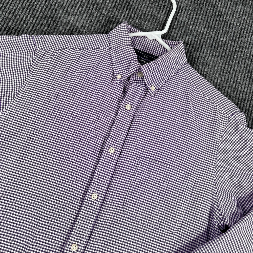 Cremieux Shirt Mens Medium Purple Check Long Sleeve Button Down Slim Fit Casual